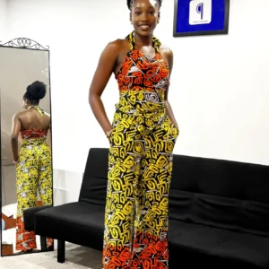 Orange & Yellow Halter neck Top and Pants