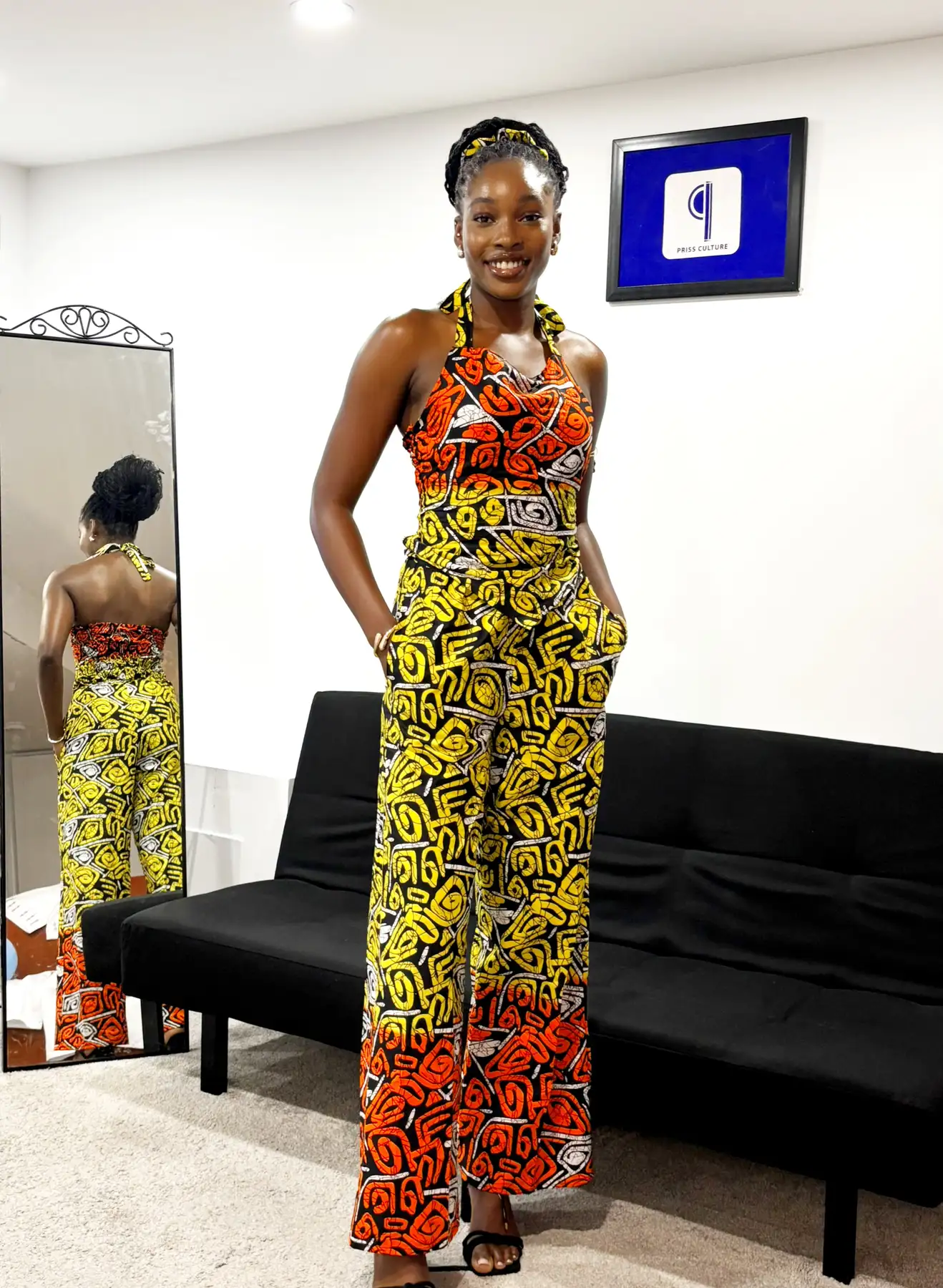 Orange & Yellow Halter neck Top and Pants
