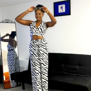 White & Black Ankara Jacket and Pants