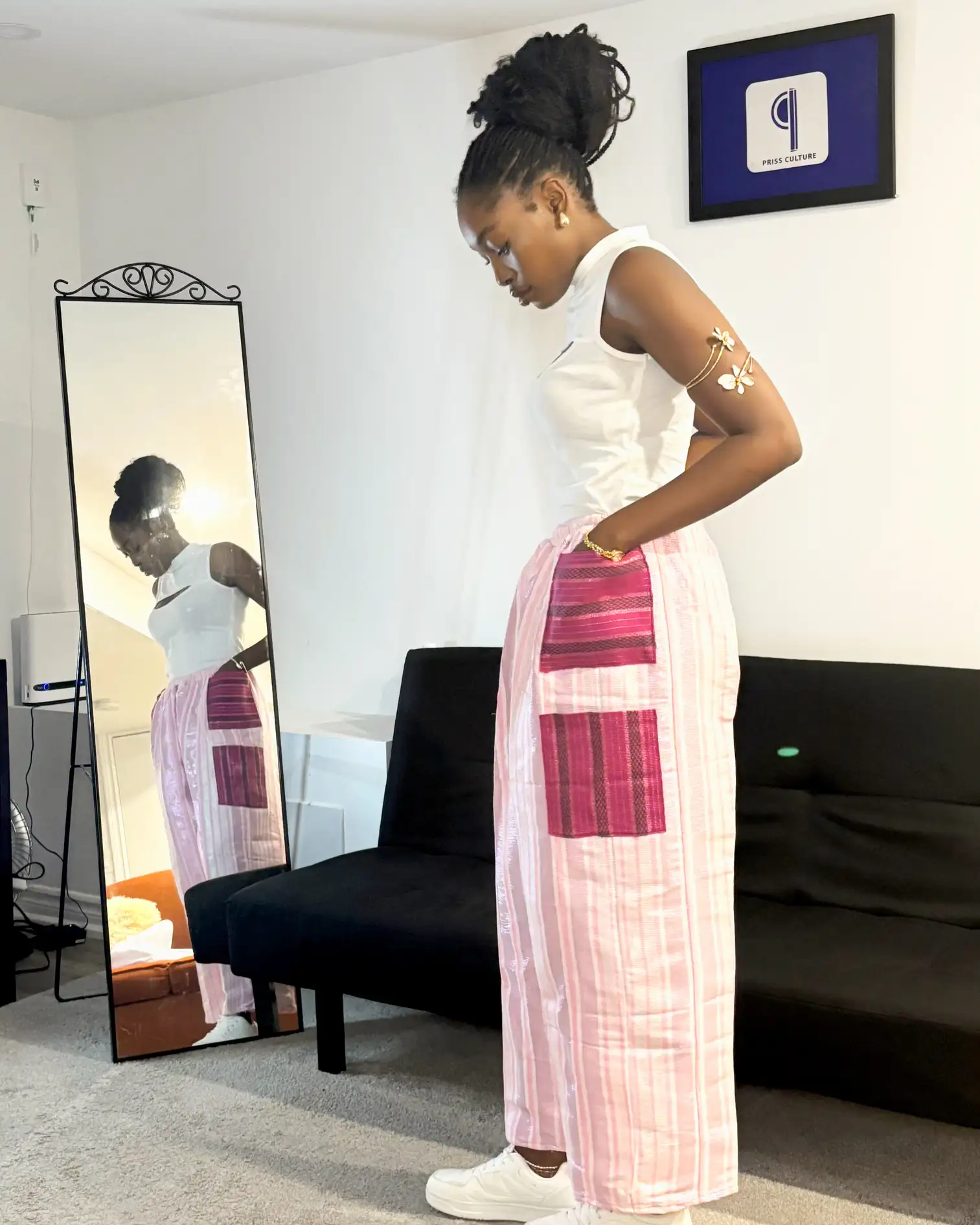 Pink Aso Oke Pants