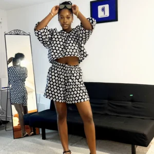 White and Black Ankara Bubu Top and Short