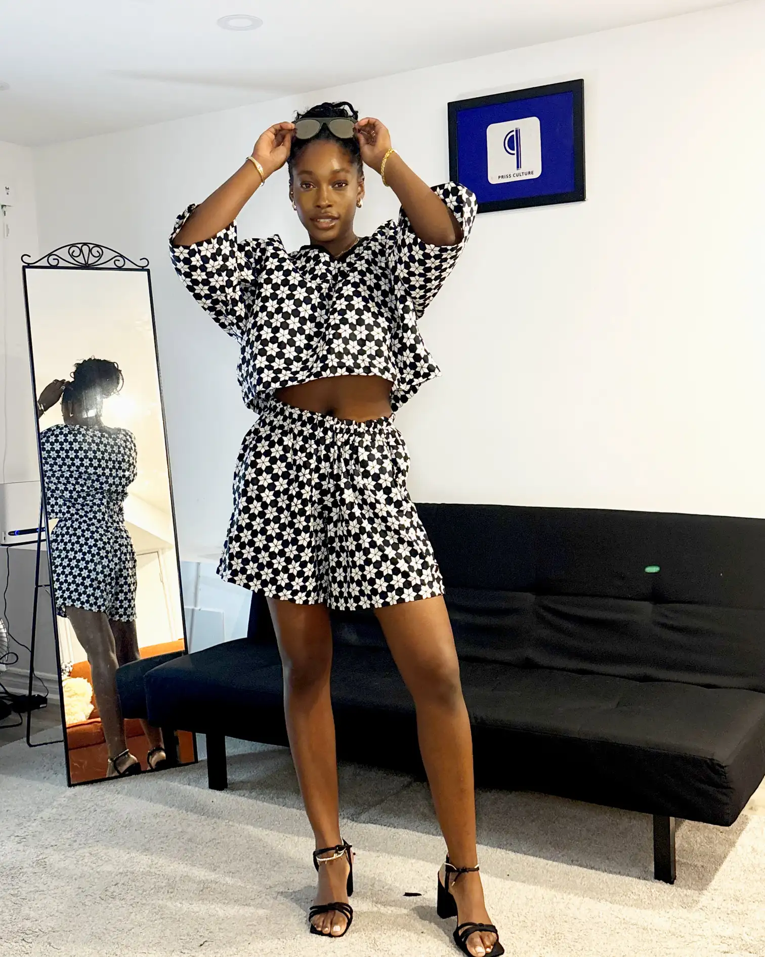 White and Black Ankara Bubu Top and Short