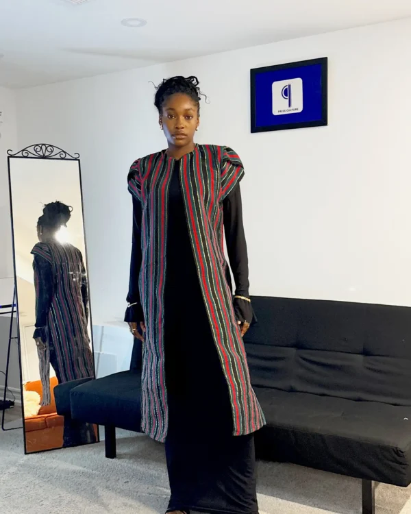 Multi-coloured Aso Oke Long Jacket - Image 2