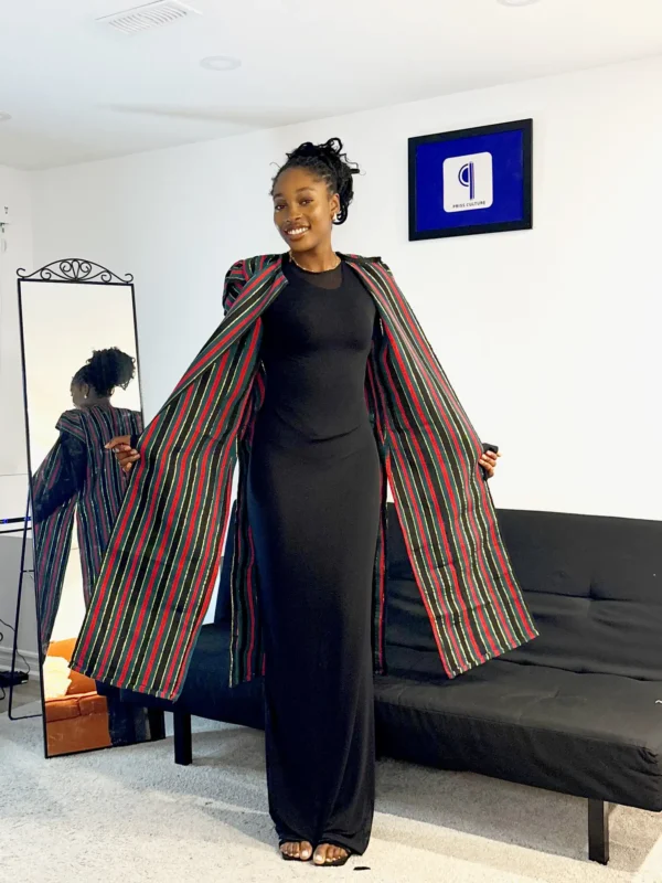 Multi-coloured Aso Oke Long Jacket - Image 3