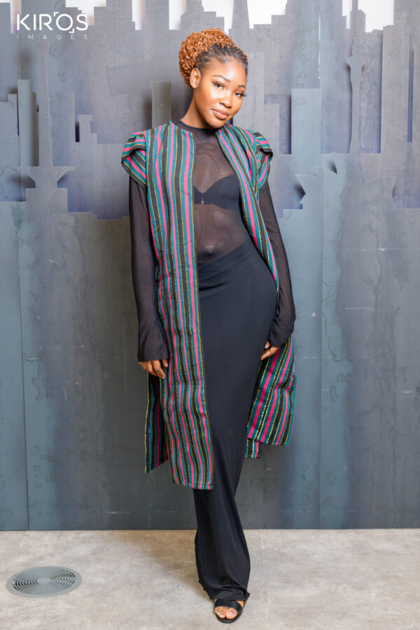 Multi-coloured Aso Oke Long Jacket - Image 5