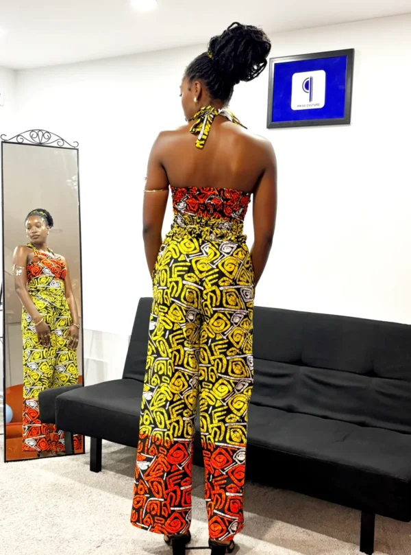 Orange & Yellow Halter neck Top and Pants - Image 2