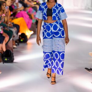 Blue & White Ankara Jacket and Pants
