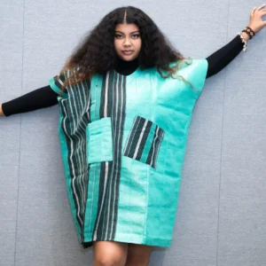 Short Aso oke Green Color Mix