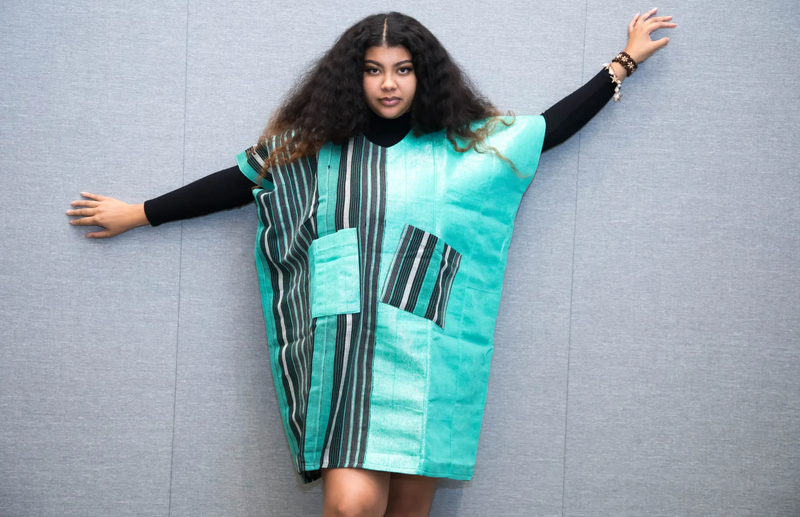 Short Aso oke Green Color Mix