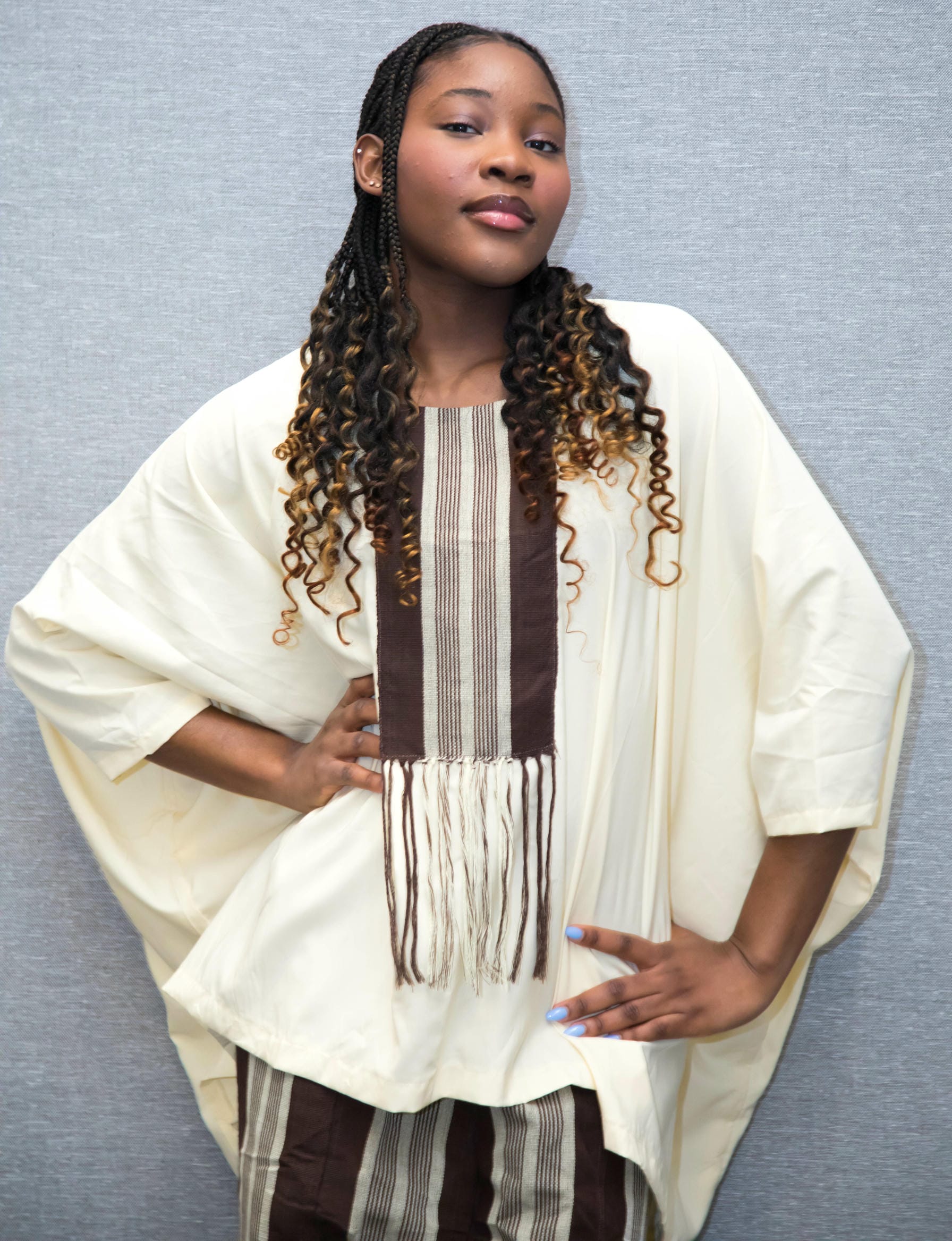 Brown Aso Oke Bubu Top and Pant (2 Piece)