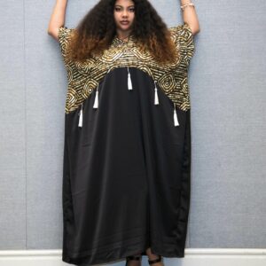Ankara-Black Free Dress