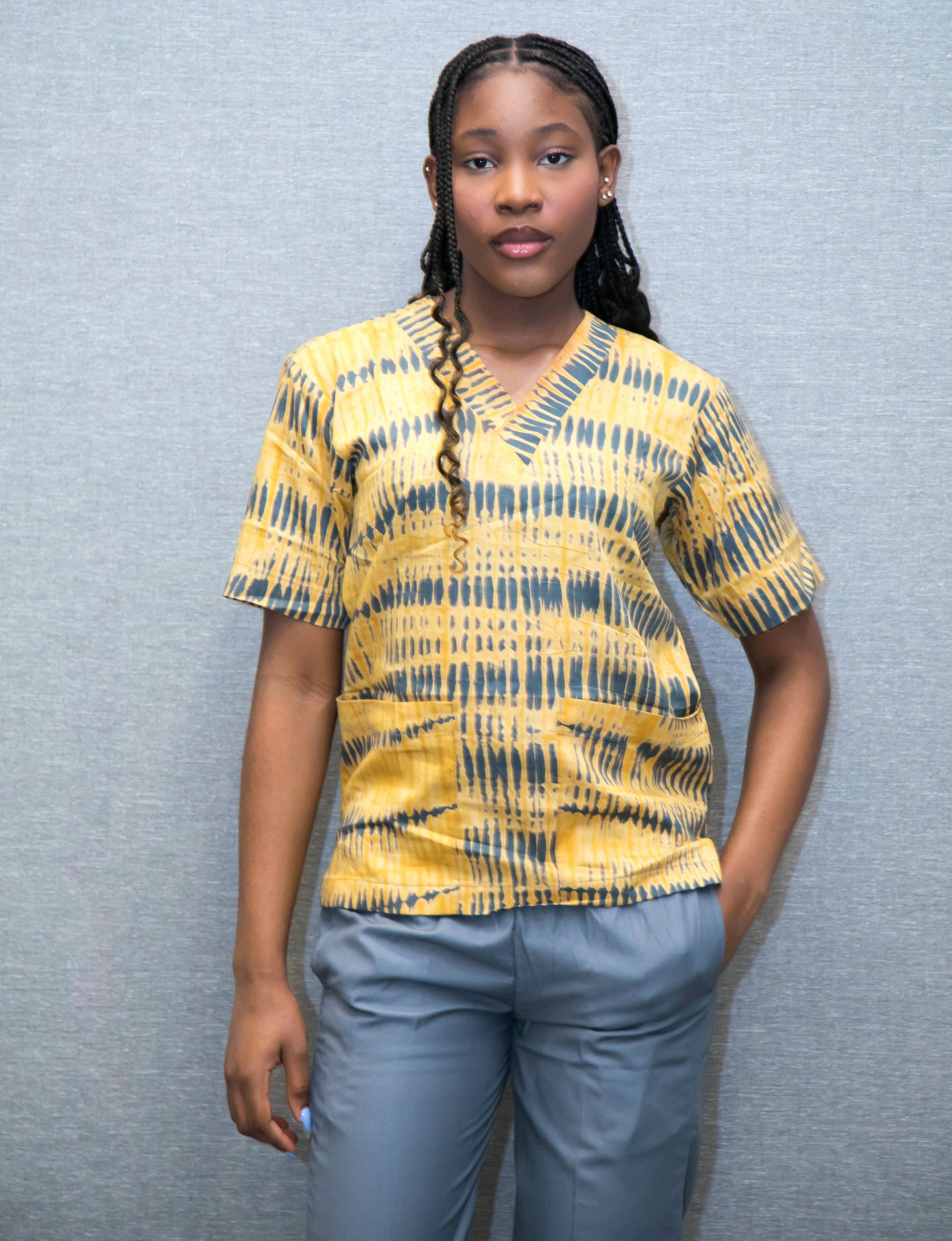 Yellow and Grey Scrub Set