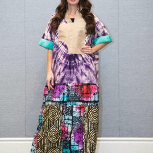 Mixed color Adire & Aso Oke bubu dress
