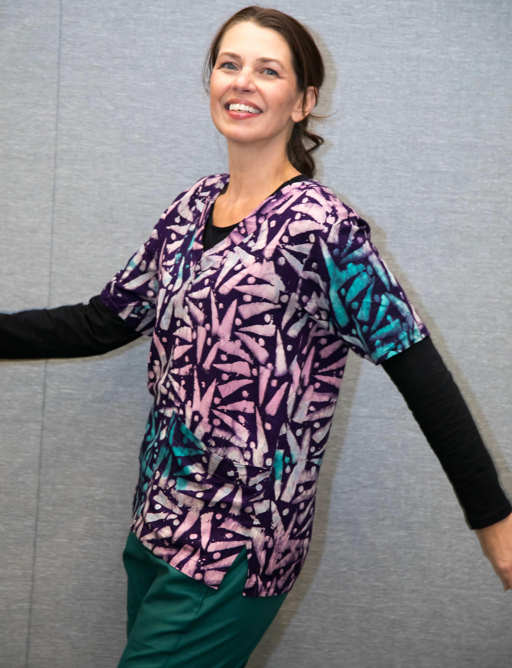 Purple & Green Scrub