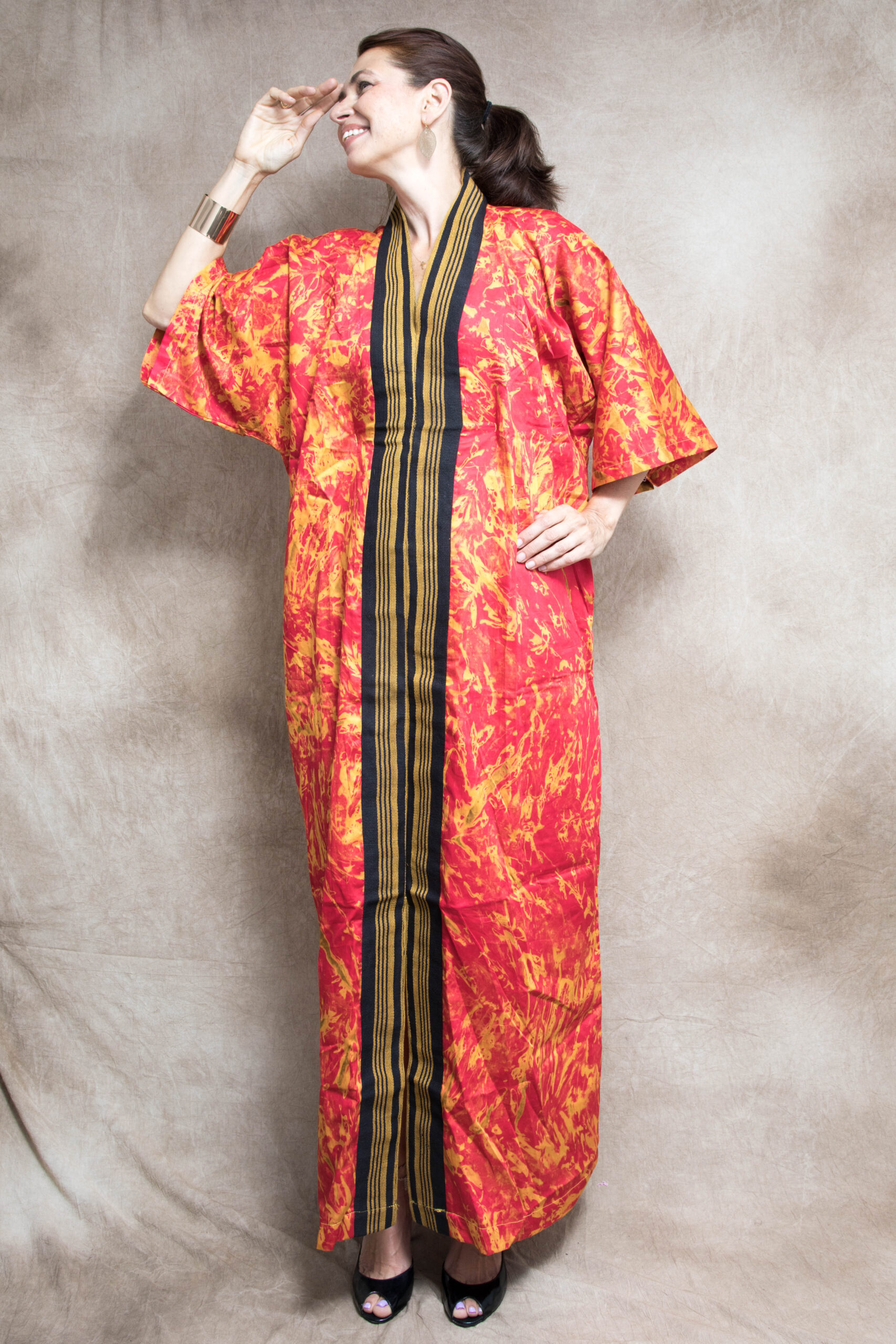 Red and Yellow Kaftan Dress