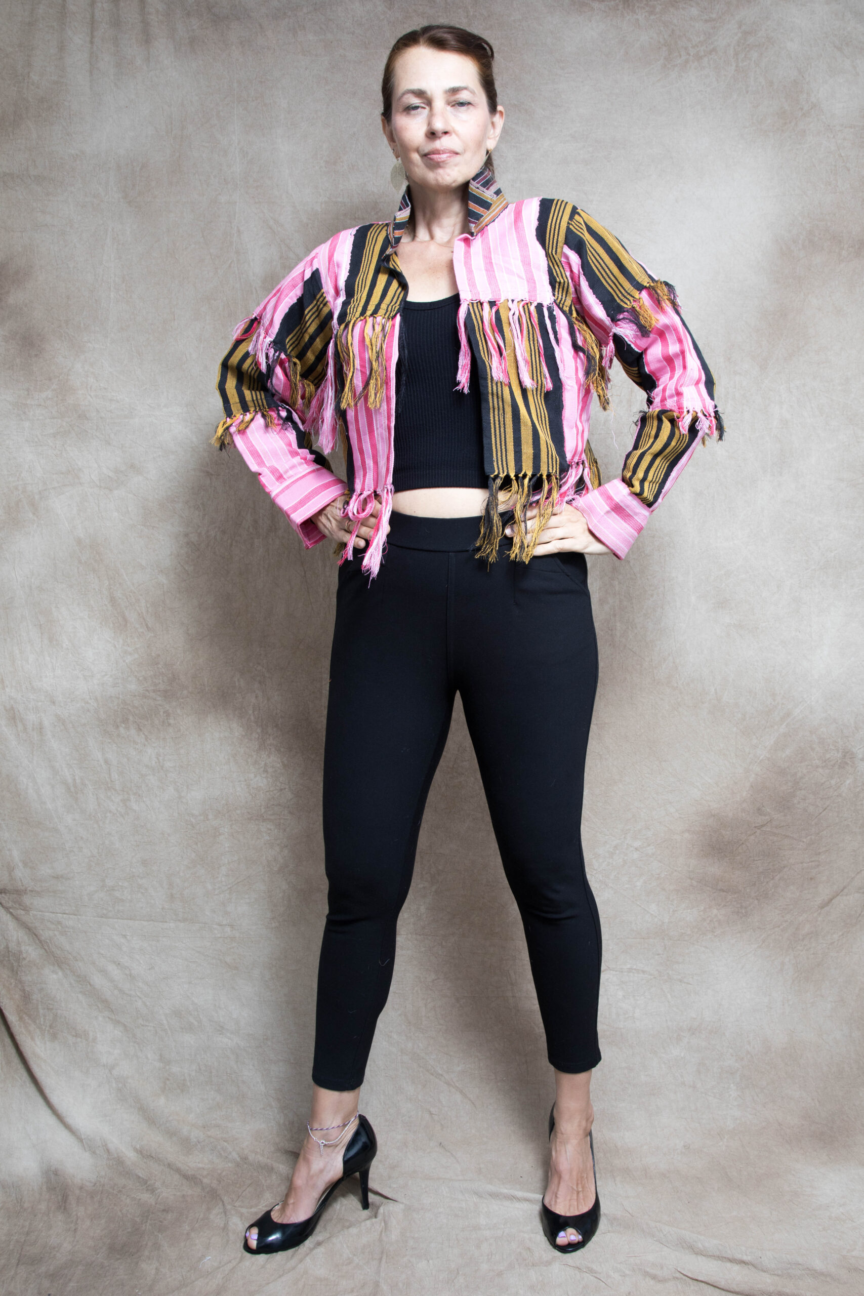 Pink and Black Fringe Jacket