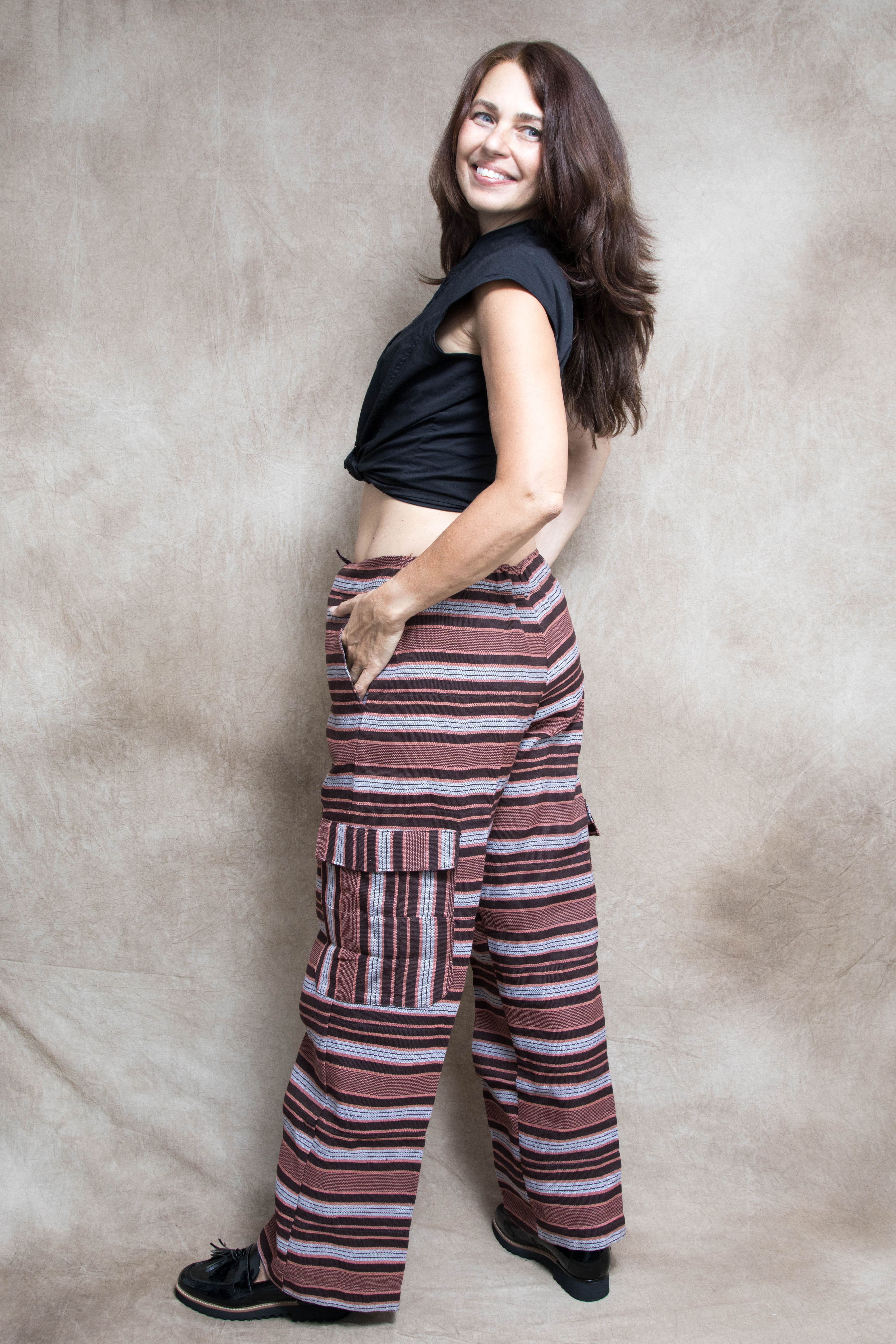 Brown Striped Cargo Pant - Image 2